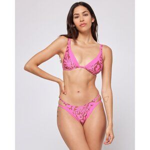 L*Space Printed Seamless Finneas Bikini Top - Tiki Tiki pink size large